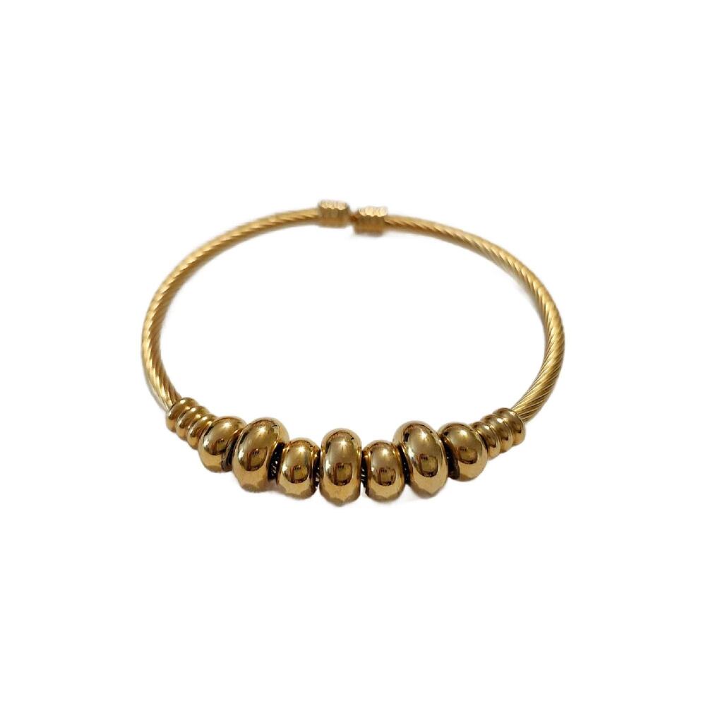Gold Plated Twisted Cable Beaded Bracelet, 7" Long